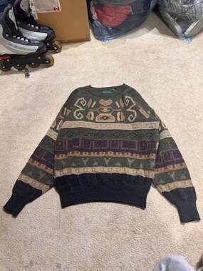 Vintage Cricketeer Aztec Geometric Knit Wool Blend Crewneck Sweater Medium